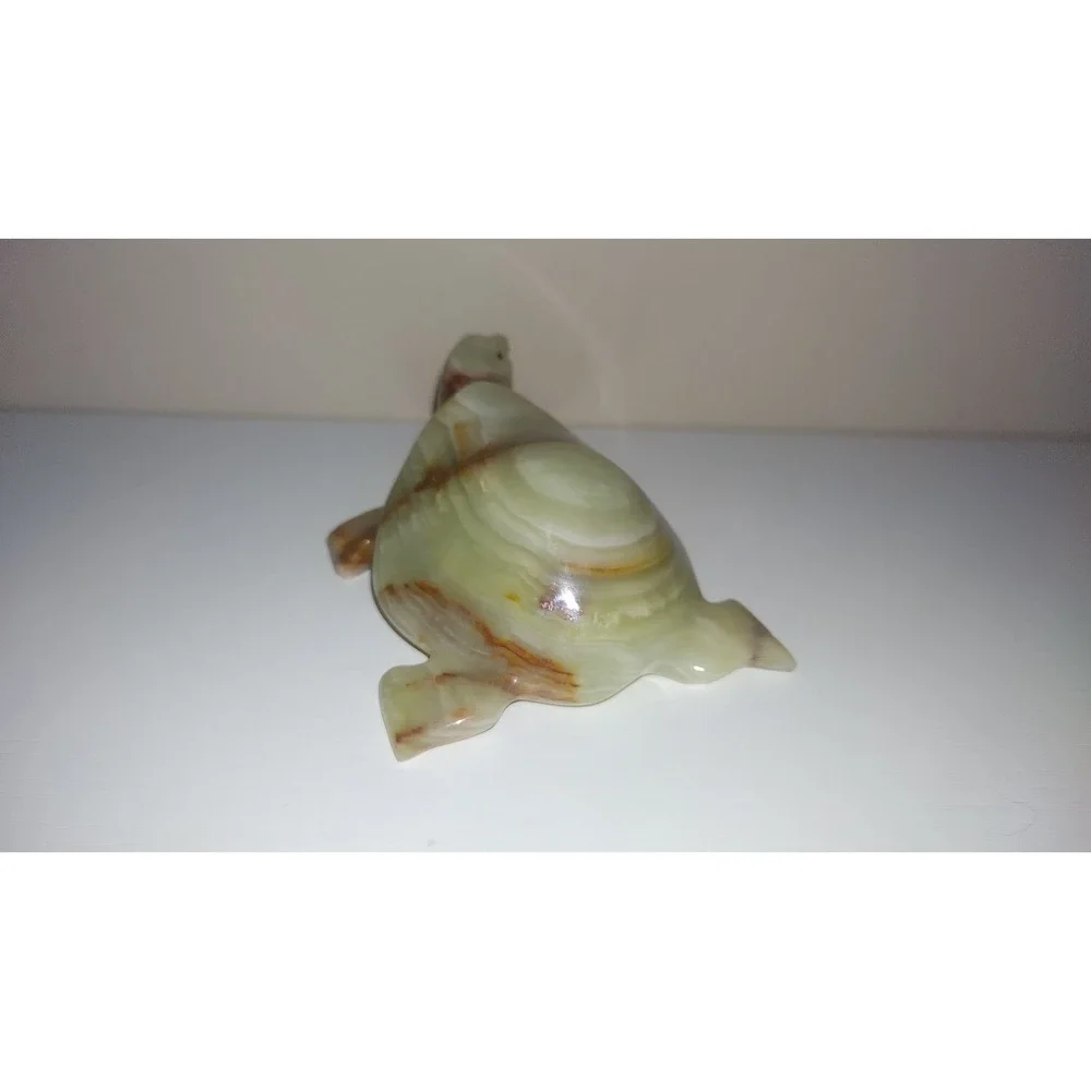 Vintage Hand-Carved Green Onyx Turtle Figurine – 4